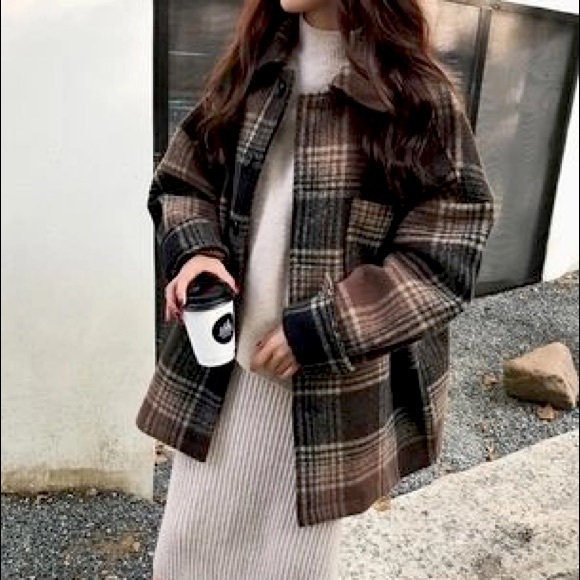 Plaid Hooded Double Breasted Coat - Picture 3 of 7